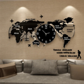 3D Wooden World Map Wall Clock – Digital Style Decor (24x24 Inch)