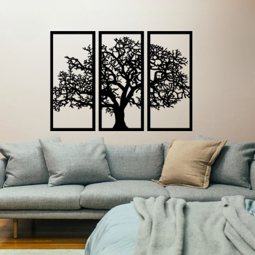 3D Wooden Tree Wall Art – Modern Home Decor (17x12 Inch)