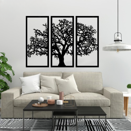 3D Wooden Tree Wall Art – Elegant Home Decor (Lasani Wood, 17x12 Inch)